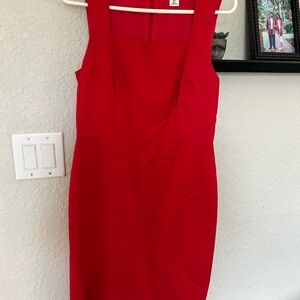 Banana Republic Red Mini Sheath Dress with Square Neck and Sleeveless Design